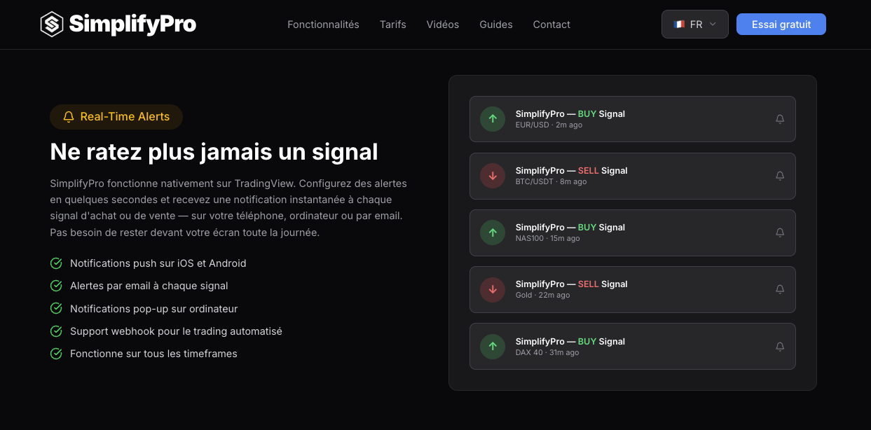 SimplifyPro — page alertes en temps réel